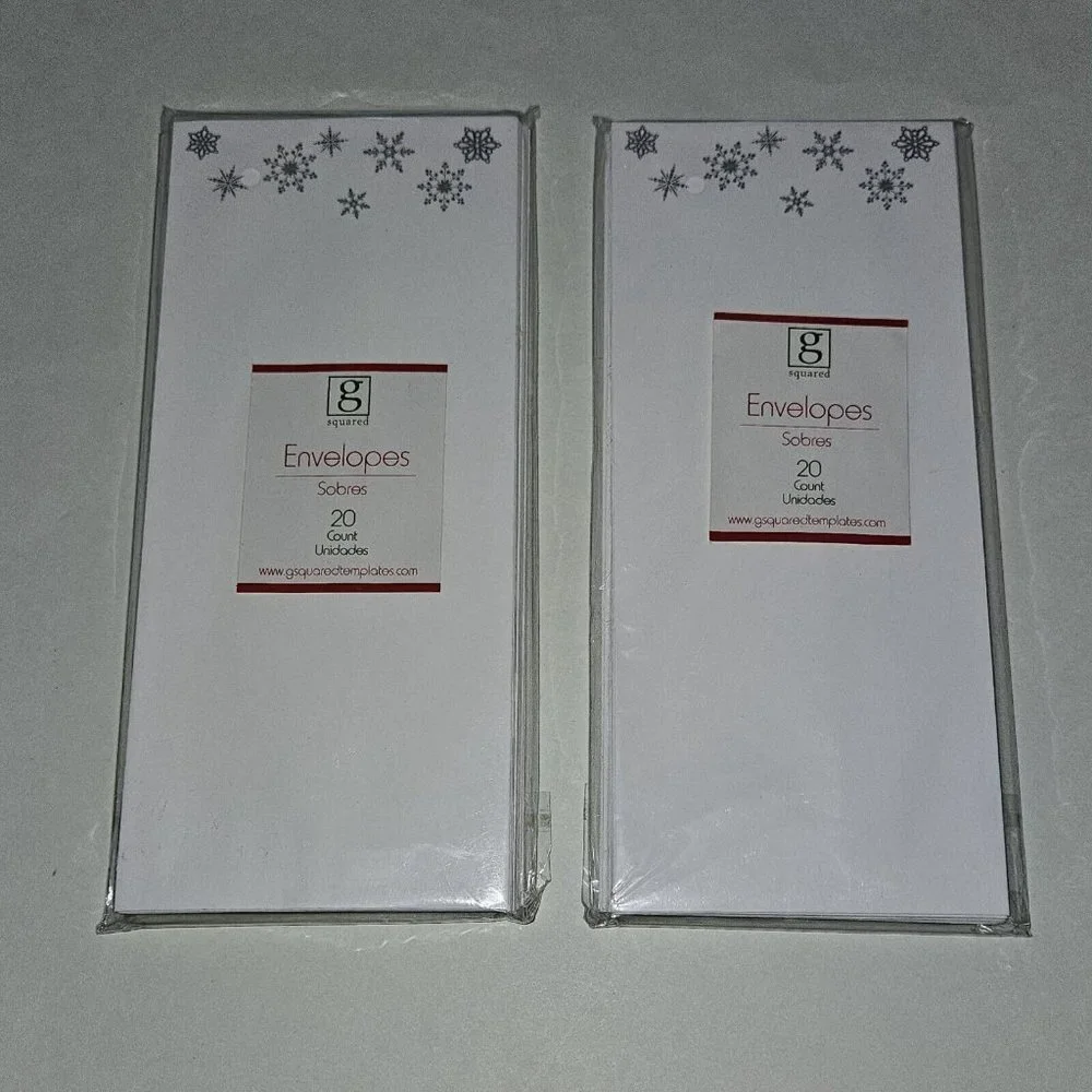 NEW 5 Packs Snowflake Envelopes Christmas Letters White Silver G Squared